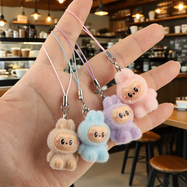 Flocked Doll Keychain Pendant Small Doll Bag Pendant Creative Small Gift Pendant Factory Direct Sale