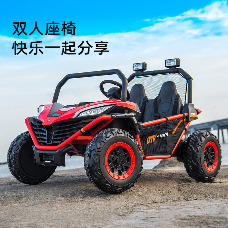 24V Steel Frame Children's Electric Car, Four-Wheel Off-Road Vehicle, Can Seat Adults and Children, Large Toy Car with Dual Seats and Remote Control
