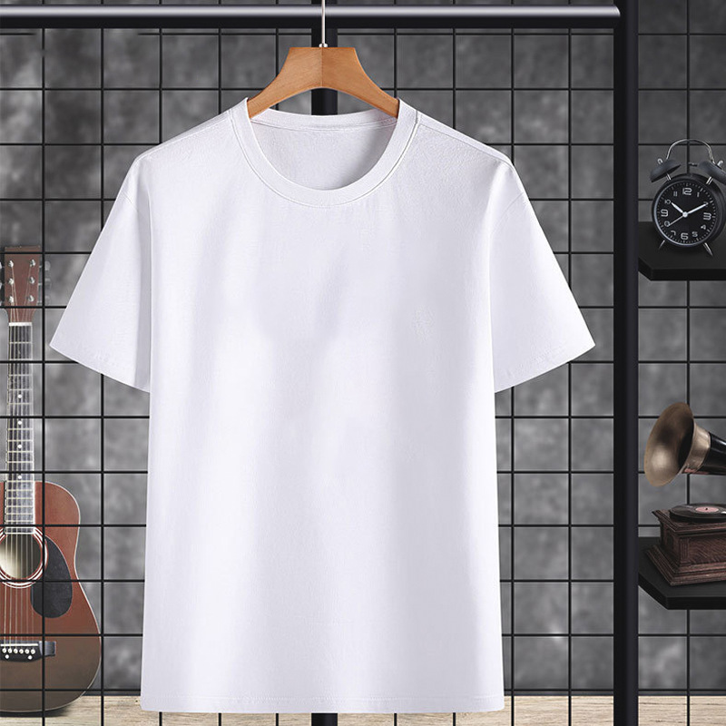 Camiseta de manga corta de los hombres de algodón de manga corta pie 230G pesada suelta marca de moda verano cuello redondo Camiseta de los hombres