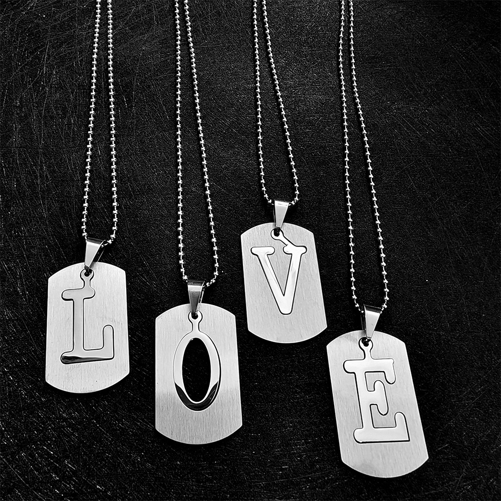 1 Piece Quantity Casual, Daily Occasion Titanium Steel Material Letter Pattern Classic Style Letter Titanium Steel Plating Unisex Pendant Necklace Men Chain Necklaces