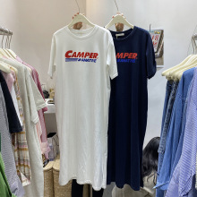 1119#【2025夏季新品】6535棉 开叉长款过膝t恤连衣裙女夏