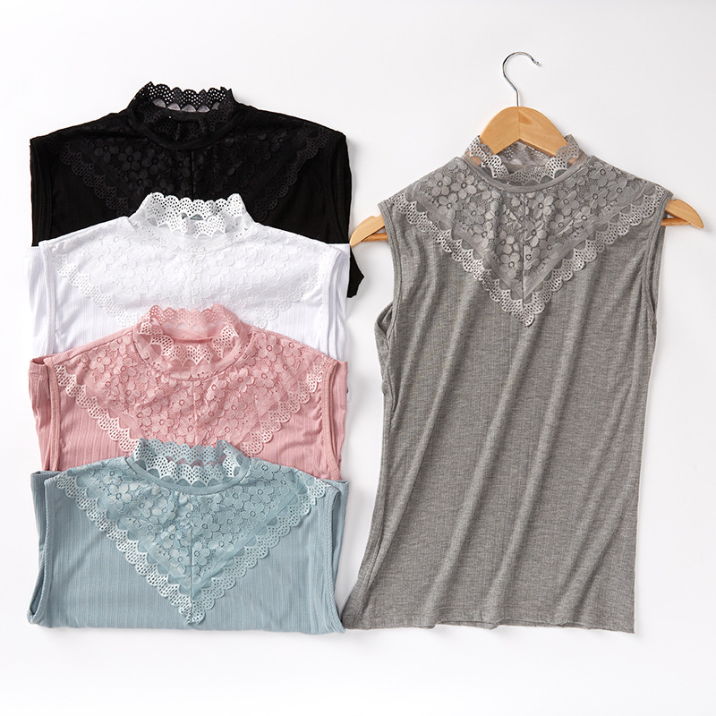 Lace Small Vest Women's Rib Cotton Outer Wear Loose Sleeveless Solid Color Top Base Shirt Large Size Summer Trendy 306