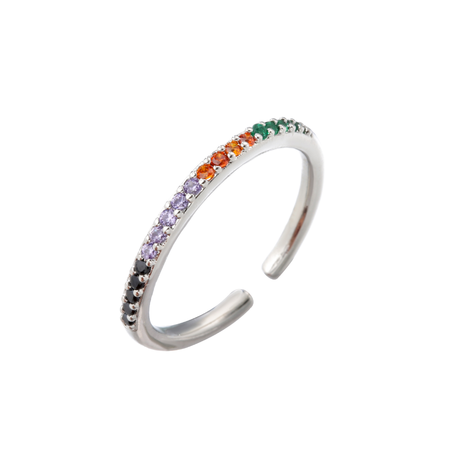 Micro-inlaid Row Diamond Zircon Ring Colored Diamond Open Ring Small Star Ring display picture 4