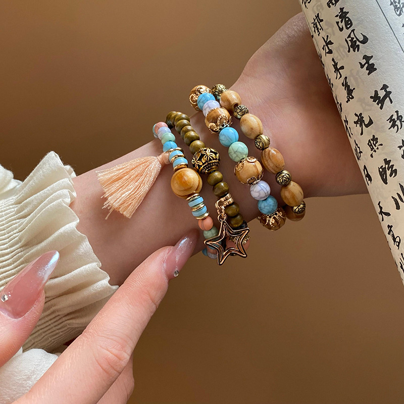 Retro Ethnic Style Geometric Alloy Wood Glass Beaded Women's Bracelets 1 Set display picture 31