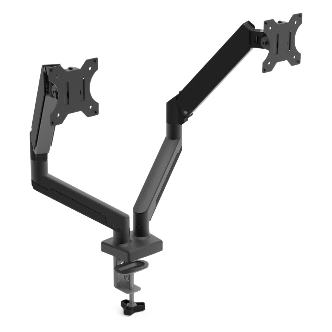 Soporte de brazo telescópico de desplazamiento libre universal Base de soporte de 13-32 pulgadas Soporte de pantalla de resorte de gas de pantalla dual