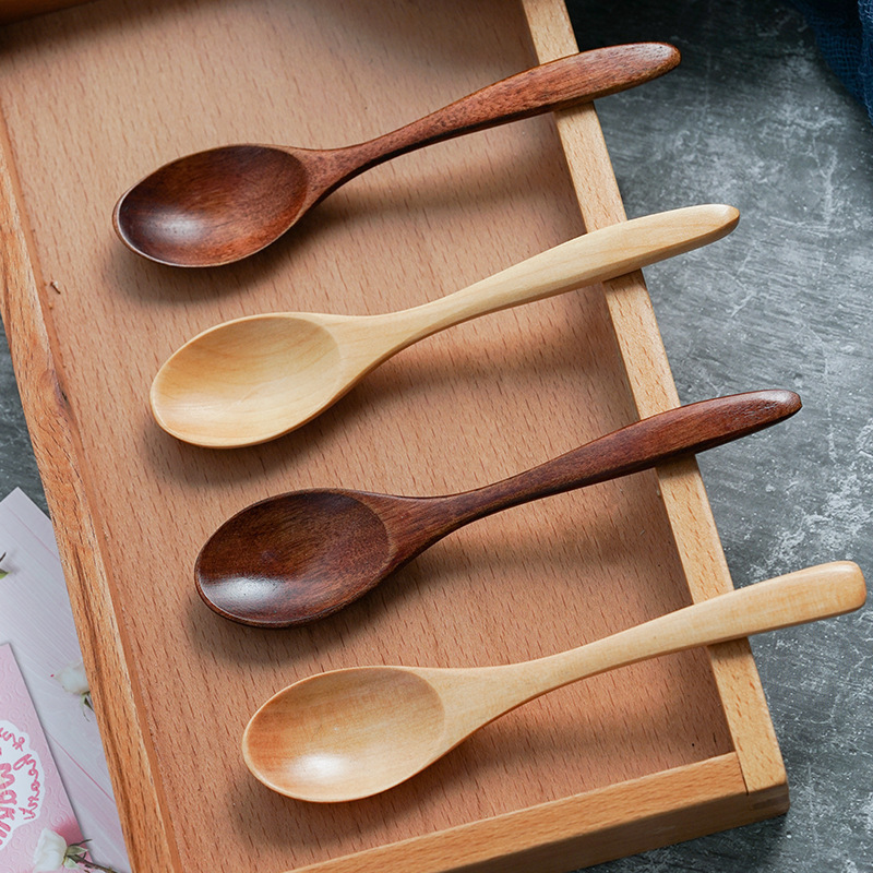 Wholesale Japanese wooden spoon lotus rice spoon soup spoon Nan Wooden coffee spoon small spoon manufacturers can add logo lettering