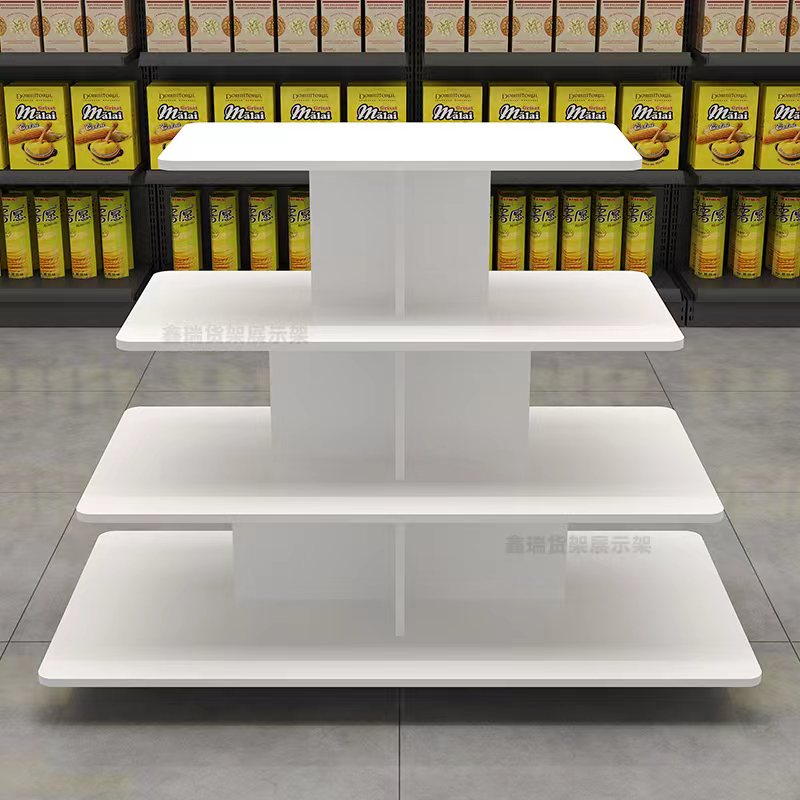 超市货架展示架饮料中岛展示柜文具货架流水台化妆品堆头酒水展架