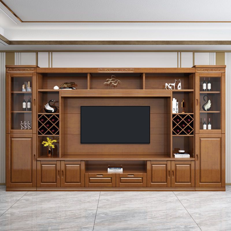 Solid Wood Tv Cabinet Living Room Home Combination Wall Cabinet New Chinese Style Background Cabinet Small Apartment Tv Cabinet Floor Cabinet Wall Cabinet