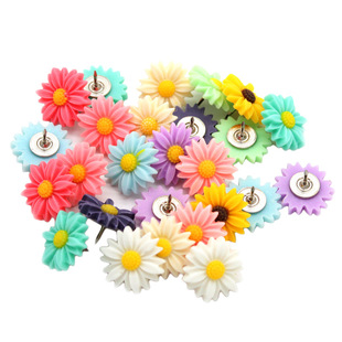 Source Manufacturer Cross-Border 15 Pieces Hot-Selling Flower Daisy Sunflower Cute Thumbtacks Cork Board Thumbtacks I-Shaped Nails