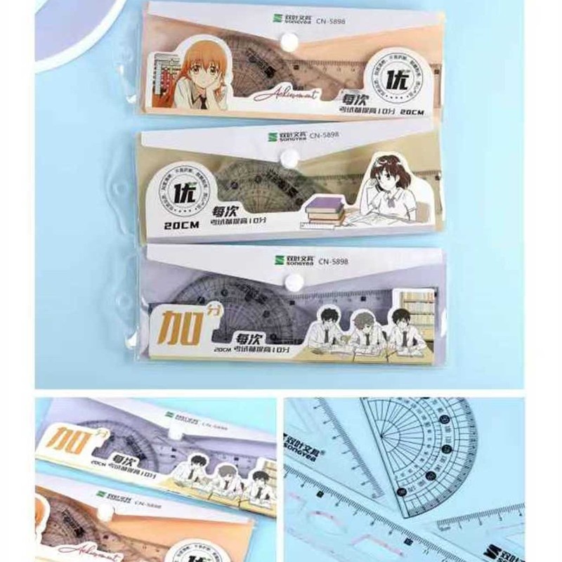 工場卸売新しいクリエイティブ透明定規学生定規三角プレート試験絵画 4 ピース定規卸売|undefined