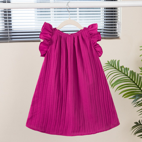 Children's dress, stylish and cute, solid color sleeveless children's dress, Korean style children's princess dress