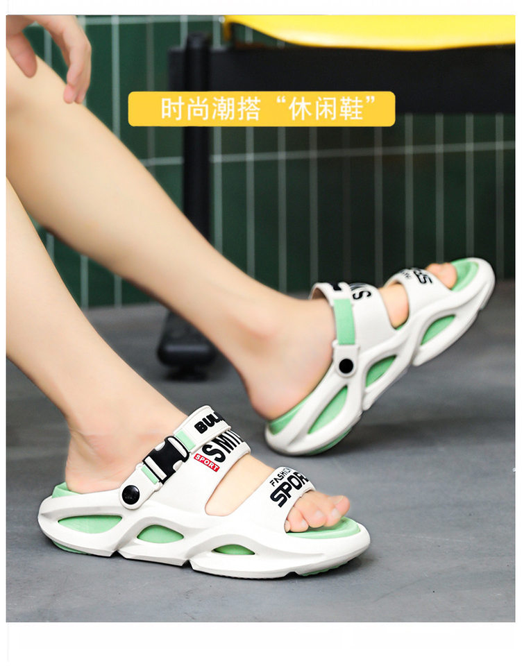 Dép sandal nam đế dày chống trượt, quai ngang kiểu thể thao, đi ngoài trời, phòng tắm, biển — Chiến binh đen, Milad, Màu cam đen, Màu hồng trắng chi tiết 2