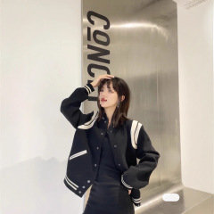 24秋冬拼皮杨树林立领棒球服夹克外套男女款