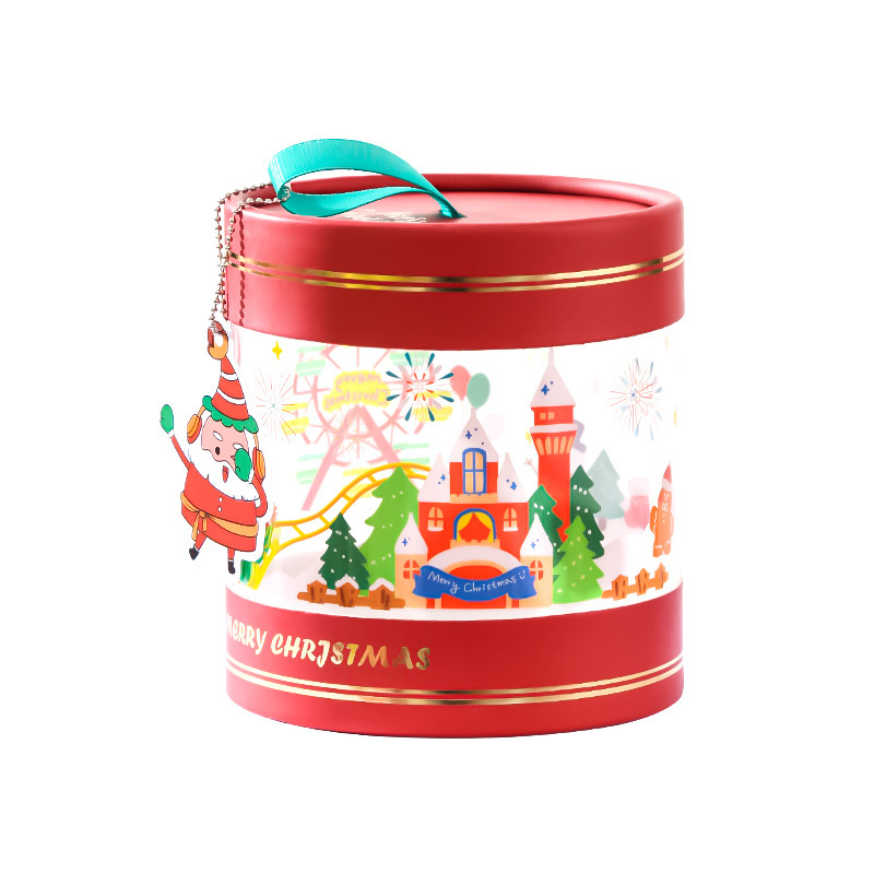 クリスマスのリンゴの包装箱のプレゼント箱のクリスマスイブのクリスマスイブの贈り物箱の丸い桶は精巧で美しい祝福の空箱を詰めます。|undefined