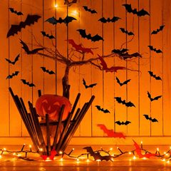 ハロウィーン装飾用品黒コウモリ貼り88匹一包3d立体コウモリ貼りパーティー装飾貼りコウモリ貼り