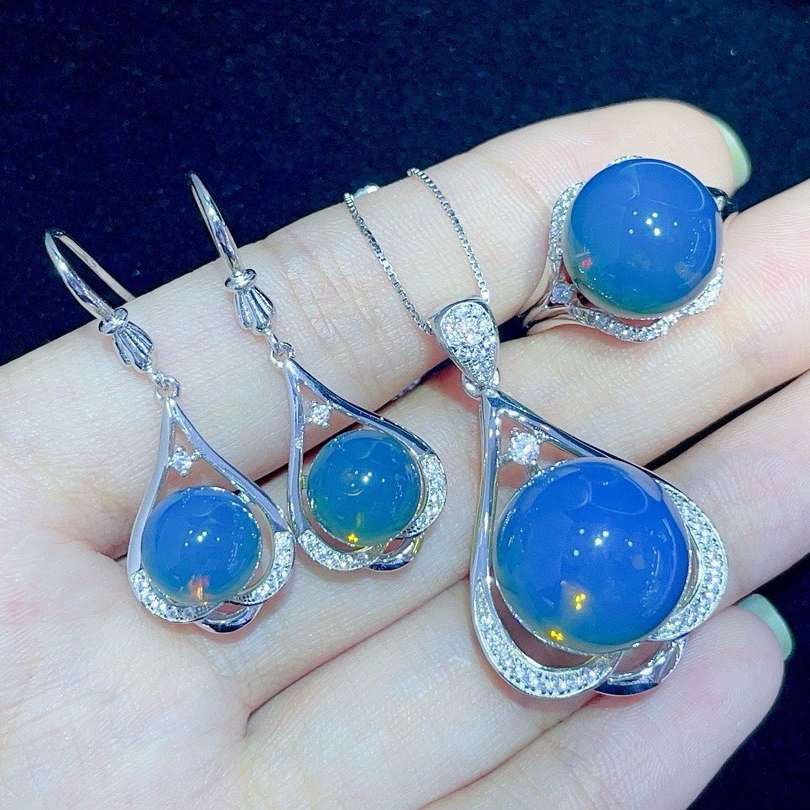 9-12-15 мм сырой руды Мексика Lanper Seiko инкрустация S925 серебряный набор ювелирных изделий национальный стиль классический дизайн