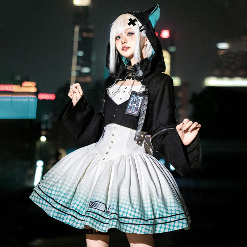 くまちゃんオリジナル电子ネコロリータ女Lolitaジャケットワンピース日常可爱いセット7231|undefined