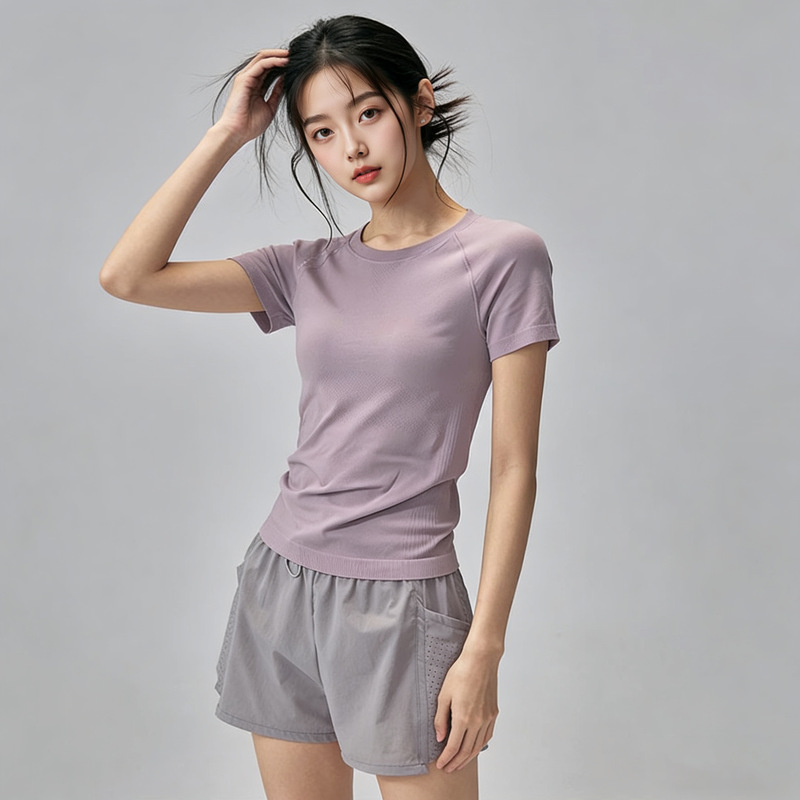 Quick-Drying Running Short-Sleeved Women's Summer Thin Training Fitness Yoga Top Slim Fit Elastic Professional Sports T-Shirt Quick-Drying Running Short-Sleeved Women's Summer Thin Training Fitness Yoga Top Slim Fit Elastic Professional Sports T-Shirt