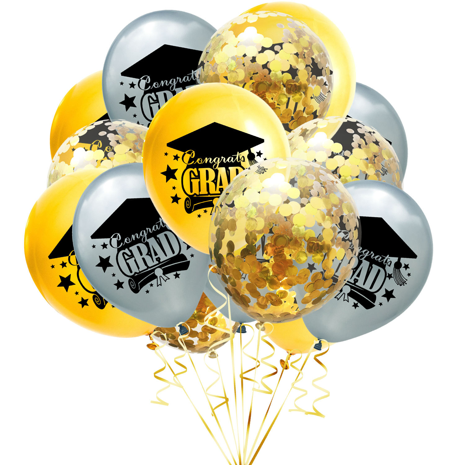 Temporada de graduación de Oro Negro Felicitar Grad carta globo felicitaciones fiesta de posgrado globo de lentejuelas