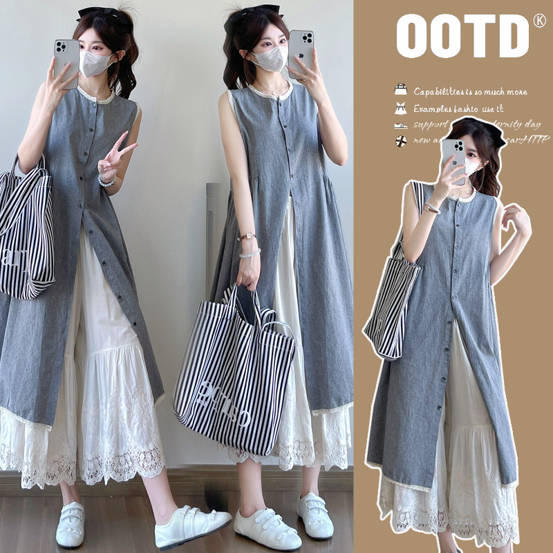 Maternity Summer Fashionable New dress Summer Fashionable Mom Design Western Style Loose Casual Age-reducing Two-piece Set