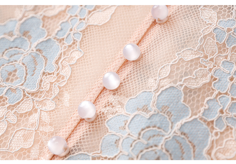Áo sơ mi ren jacquard phong cách Pháp thanh lịch tay dài — Màu hồng chi tiết 24