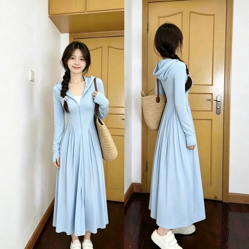 Long Sun Protection Clothing for Women, Full-Body Summer 2026 New Style, Petite Women's Waist-Cinching Cardigan, Sun Protection Dress, Thin Jacket