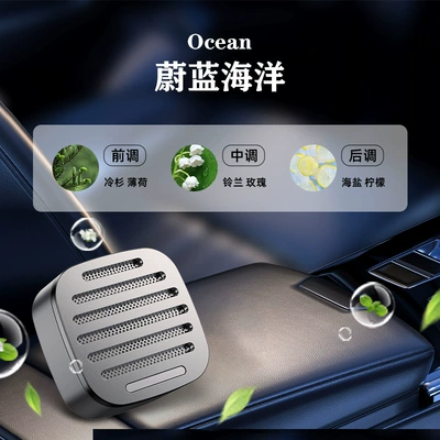 Car Perfume Aromatherapy: Freshener Vent Clip Natural - 335-new-style-silver-full-alloy-air-outlet-diffuser-4-pieces-of-ocean-flavor