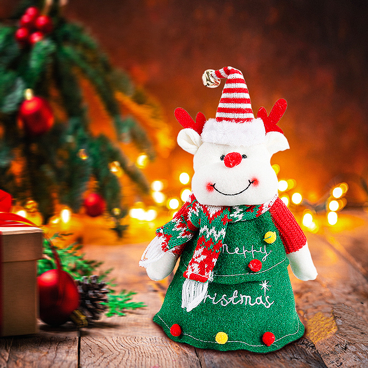 Decoraciones navideñas bolsa de regalo de caramelo de manzana decoración de ventana de Navidad adornos de muñeca de peluche