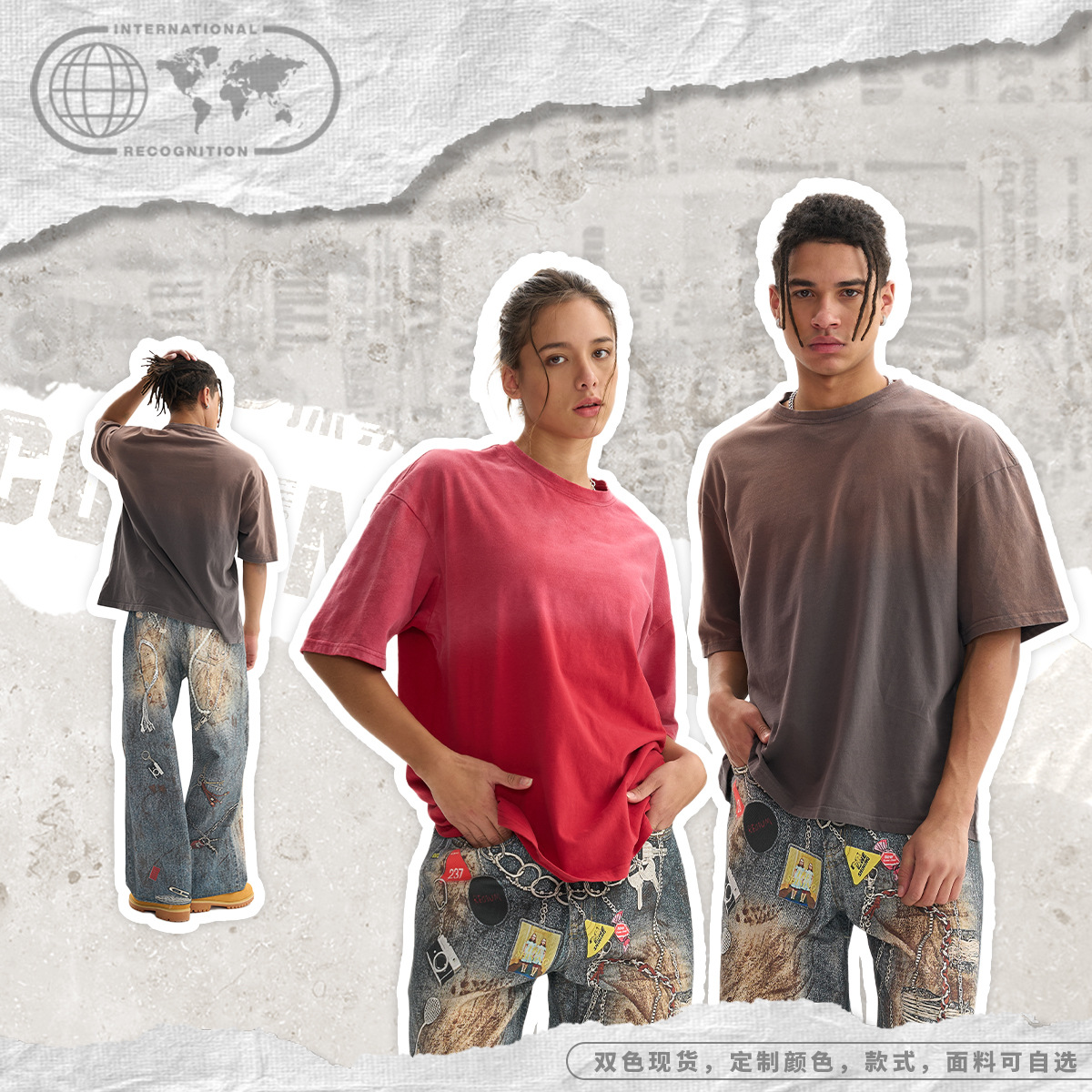 ETAI Hombre| Marca transfronteriza algodón de alta calidad camiseta de hombre de manga corta gradiente de aire callejero caballo de caballo para hombre de manga corta image 4