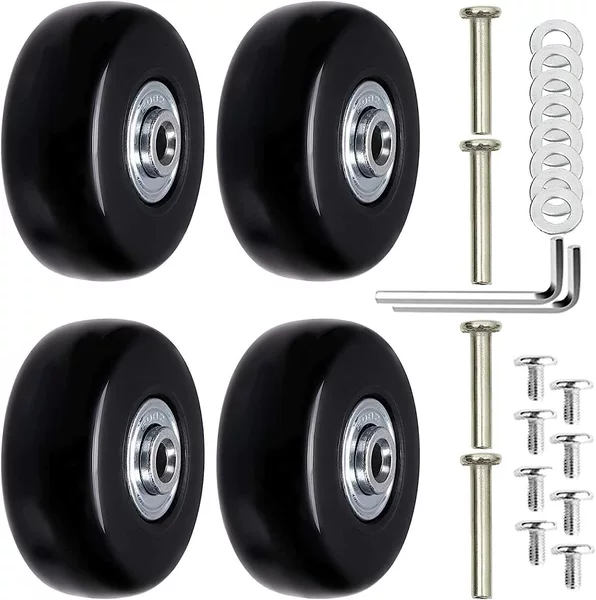 4 Pieces of PU Silent Trolley Suitcase Universal Wheels Rubber Swivel Wheels Suitcase Replacement Wheels