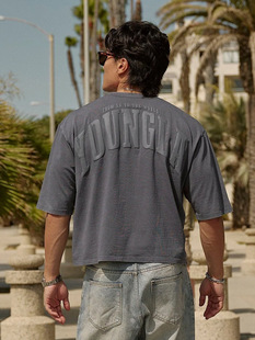 YOUNGLA Big cotton sports T-shirt for gym for leisure, American style
