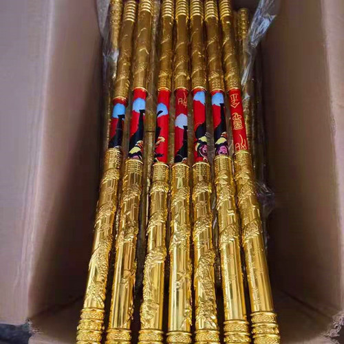 New Automatic Retractable Golden Ruler, Stainless Steel Glowing Retractable Ruler, Scenic Area Street Stall Glowing Toys Wholesale