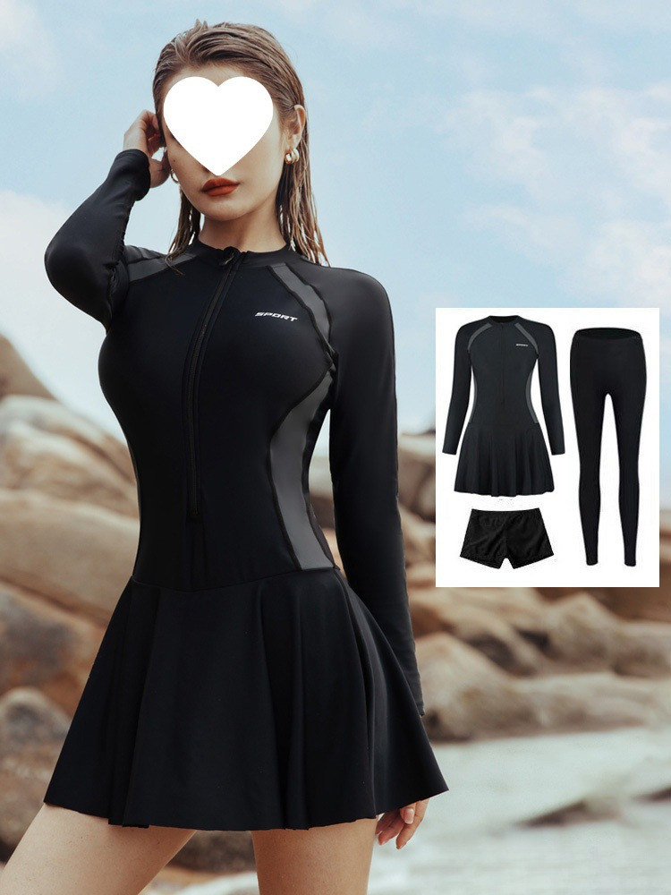 2024新款女长袖长裤遮肉显瘦泳衣女分体裙式保守防晒大码潜水服夏