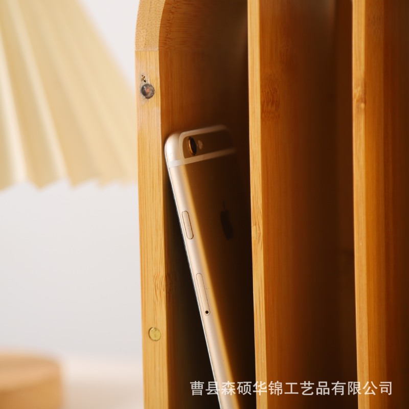 现货木制手机存放盒带分格木盒手机收纳盒带门充电孔竹木存储盒|undefined