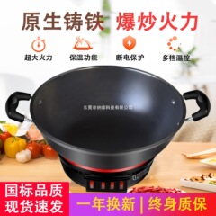 2025新款无涂层铸铁电炒锅炒菜蒸煮一体式多功能电热锅电锅电煮锅