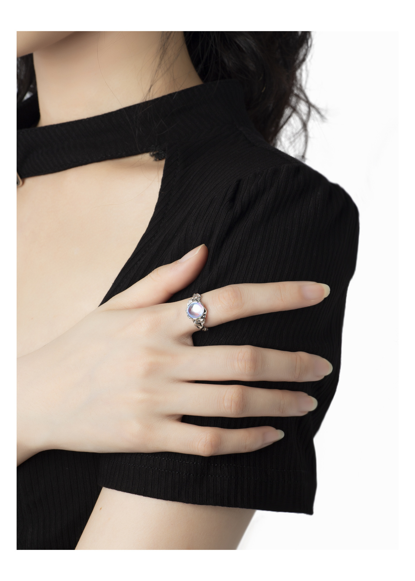 Fashion Geometric Copper Plating Natural Stone Rings 1 Piece