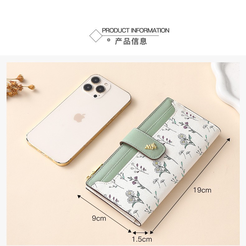 Monedero con cremallera de moda, nuevo producto transfronterizo, billetera multifuncional, tarjetero, una billetera larga de alta gama para mujer