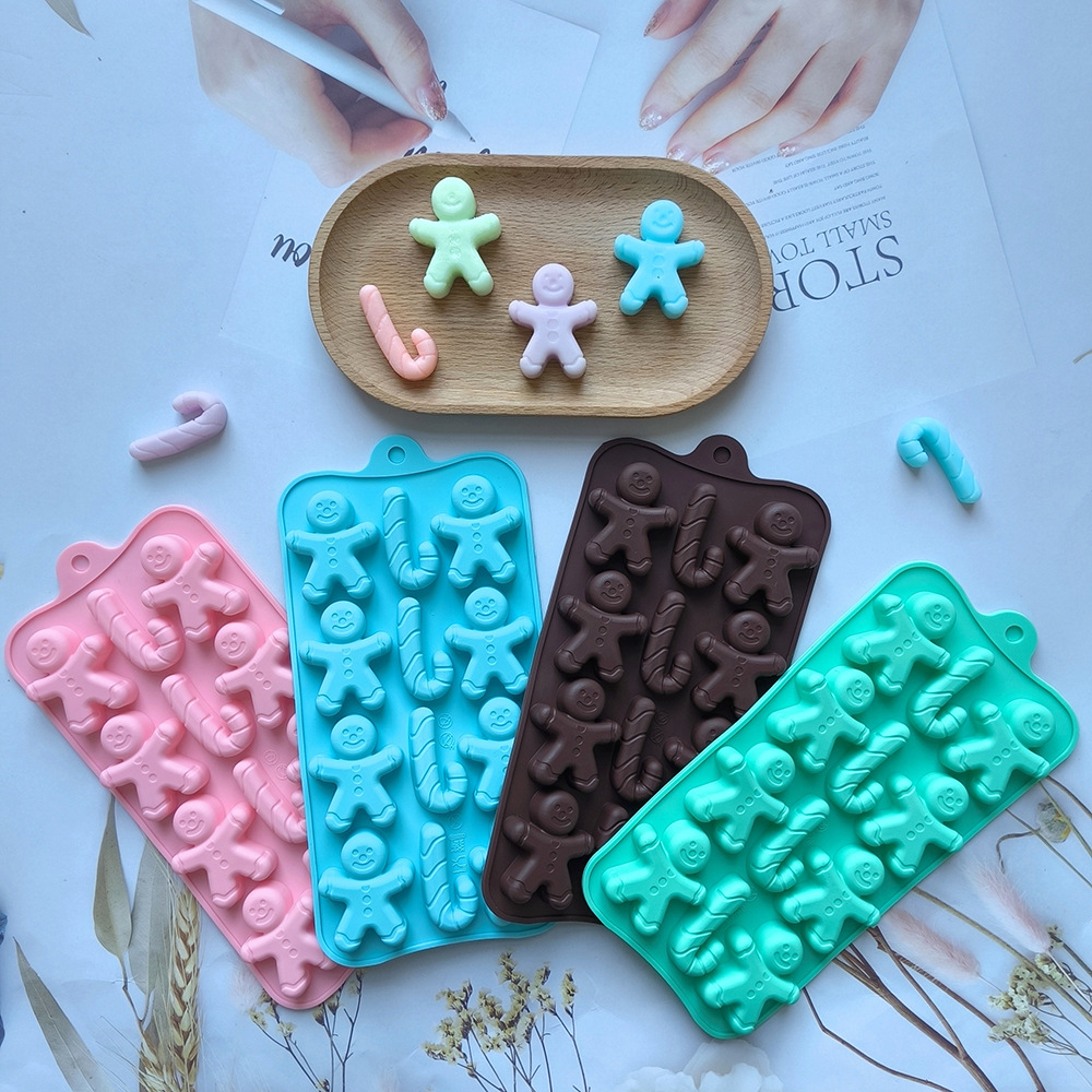 Nuevo pan de jengibre en forma de persona dulces molde de silicona pastel de muletas de decoración inserto molde de hielo para hornear 674