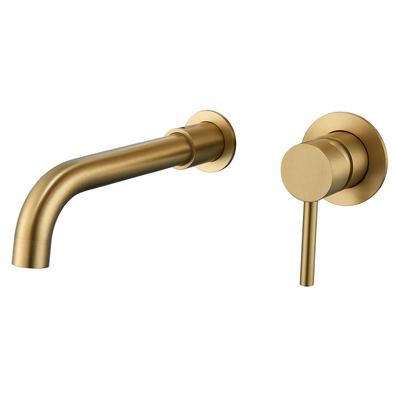 Lavabo redondo de oro cepillado oscilante