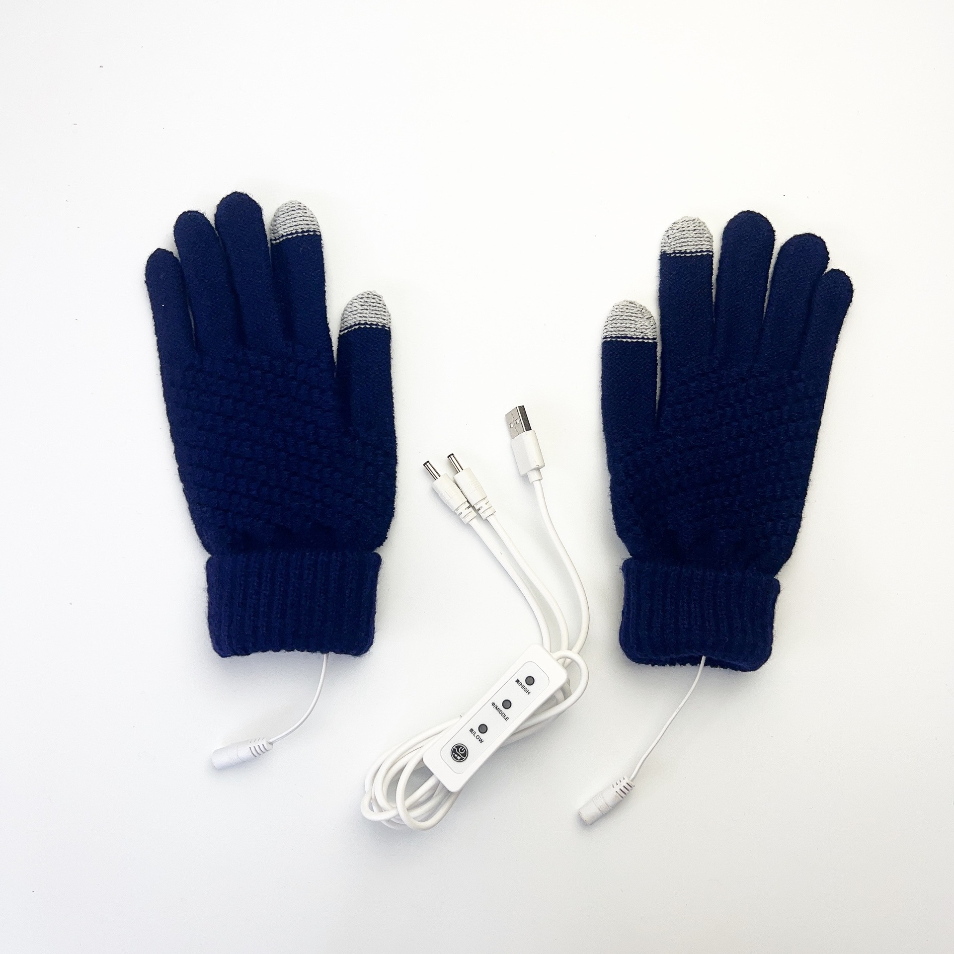 A cuadros de manga larga invierno pantalla táctil térmica suministro directo de fábrica Guantes eléctricos USB exclusivos transfronterizos 5-Dedo de punto de piña