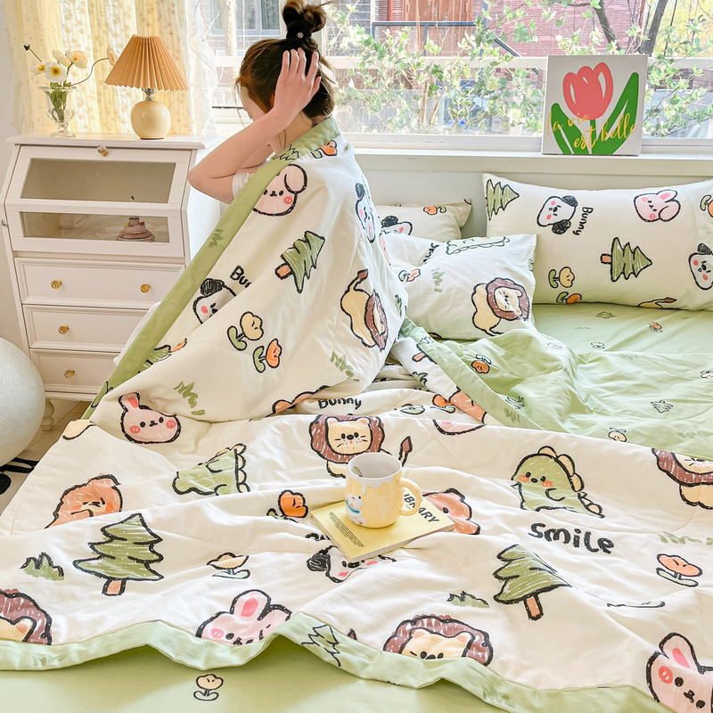 Edredón de verano de algodón para niños de clase A edredón de aire acondicionado edredón de algodón edredón de dormitorio con núcleo edredón se puede lavar a máquina edredón fresco de verano juego de cuatro piezas 4