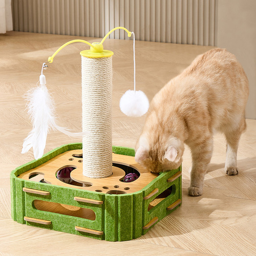 Cat self-amusement stress relief toy, cat teaser wand pet intelligence hole digging toy, kitten spinner game maze box