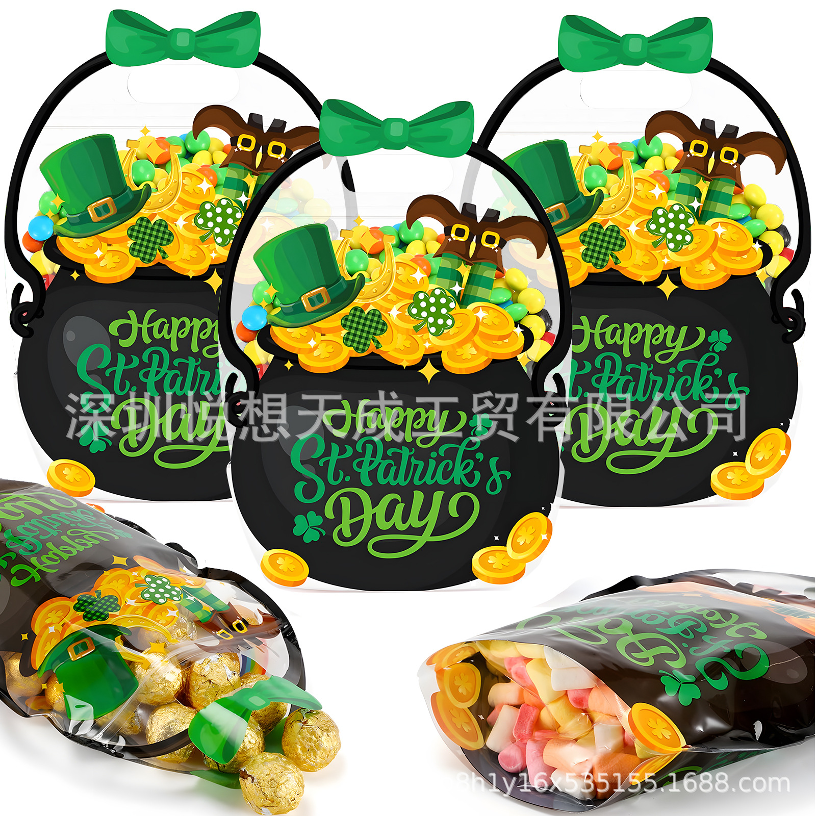 Amazon nuevo producto Favor Bags Transparent Pumpkin Halloween decoración de bolsas de dulces transparentes