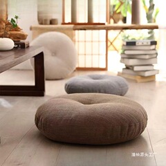 リネンクッション厚みのあるラウンド生地バルコニー和風畳クッション出窓ヨガフロア大型オーバーフロー