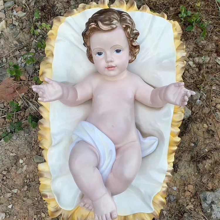 70cm Navidad pesebre de Navidad Santa Niño Mirador de luz figura de resina decoración de la iglesia de la casa