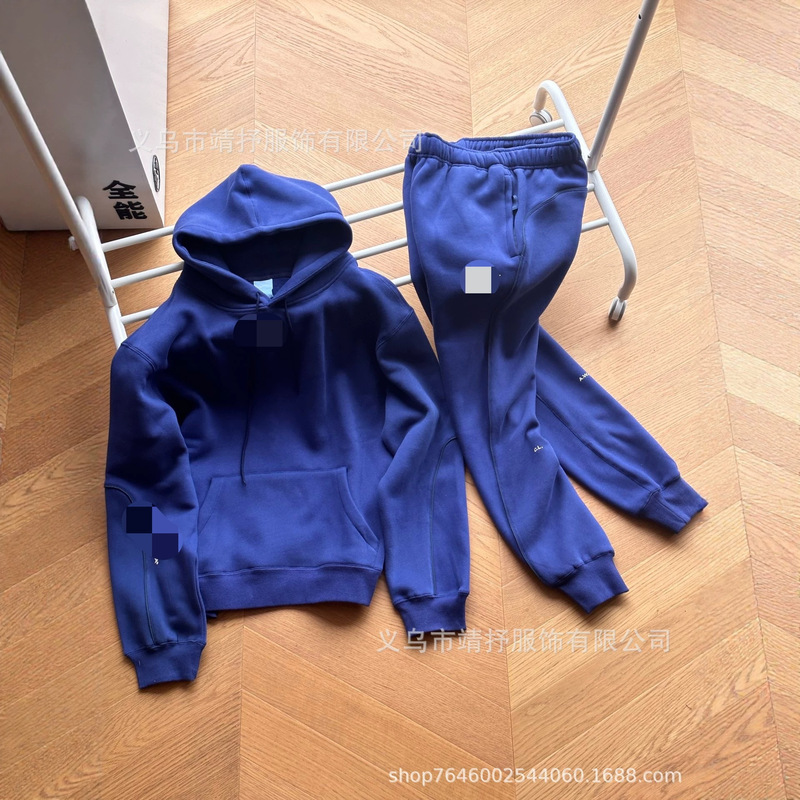 Spring and Autumn Cross-Border Foreign Trade Men's Fleece Set with 3D Silicone Print, Large Reflective Strips, Couple's Sportswear