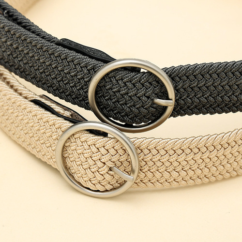 Convenient and Simple Lazy Man's No-Hole Elastic Belt Casual Belt for Men and Women, Students, Woven Pants Belt, Korean Style New