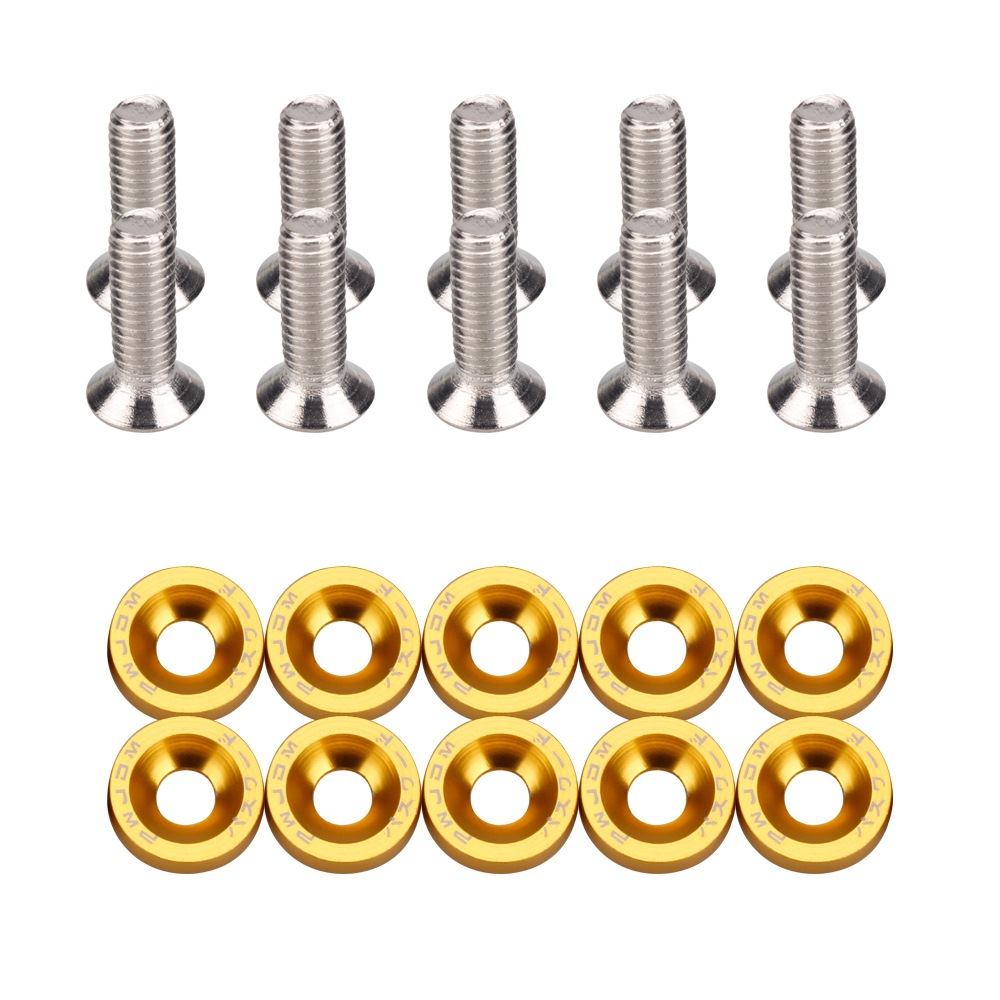 JdM suministros de modificación del coche M6 Junta tornillo de aleación de aluminio batería guardia arandela Fender placa marco tornillo