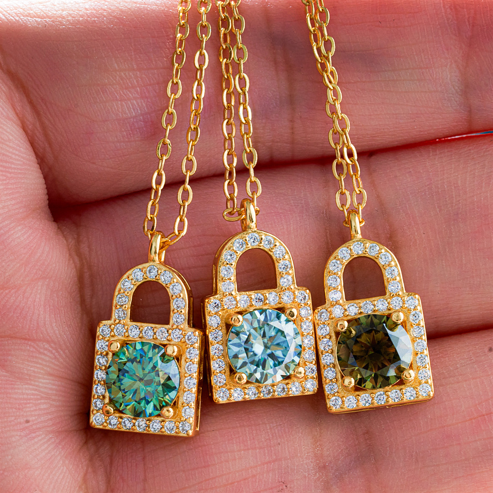 Joyas del día de la madre color rosa moissanite S925 plata esterlina collar colgante universal nicho diseño regalo