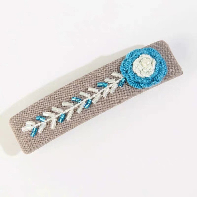 Lu bordado brocas de cabello paquete de material DIY brocas de cabello rotas hechas a mano brocas de boca de pato niñas lindas brocas de cabello retro bordadas creativas